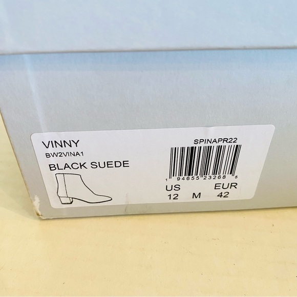 BRUNO MAGLI Vinny Suede Ankle Booties Made in ITALY Block Heel Black Size 12 NEW - Picture 16 of 16